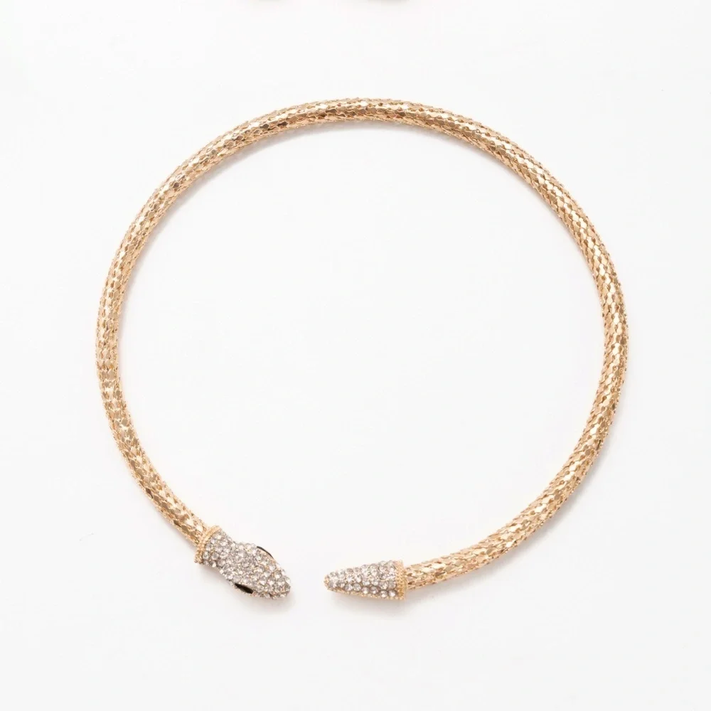Gold‎ Snake Rhinestone Choker Necklace
